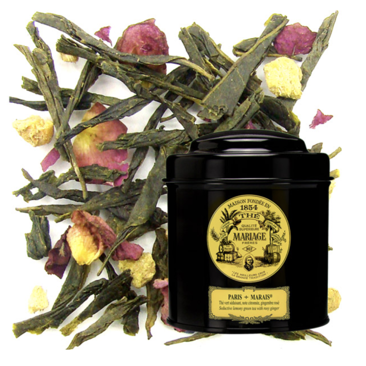 PARIS-MARAIS® Thé vert - Jardin Premier* note citronnée & gingembre rosé - Boîte de 100g