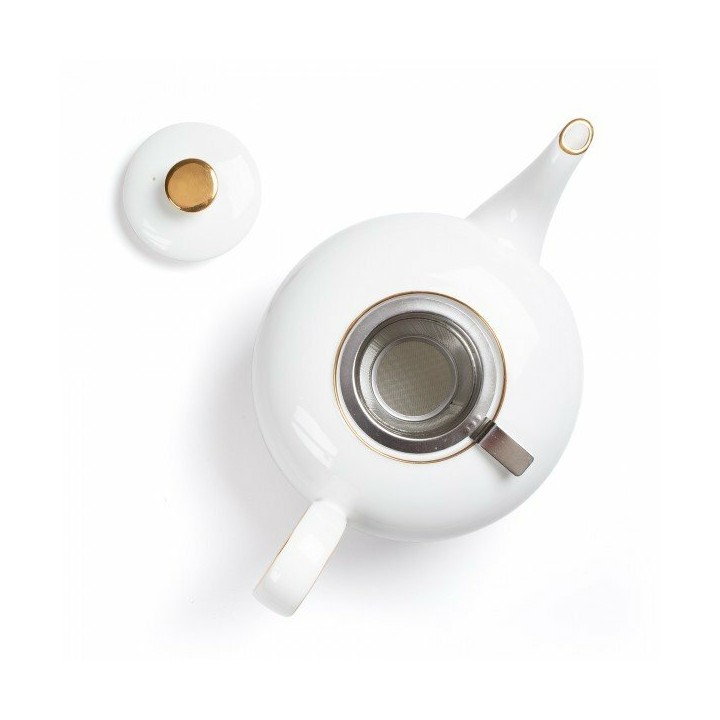 THÉIÈRE PORCELAINE - CONCORDE - 1L - LISERÉ OR