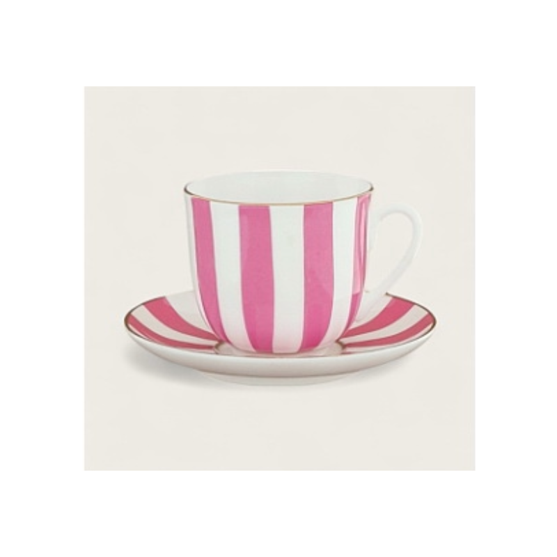 Tasse à rayures Lily rose - Porceleine de Saint Petersbourg