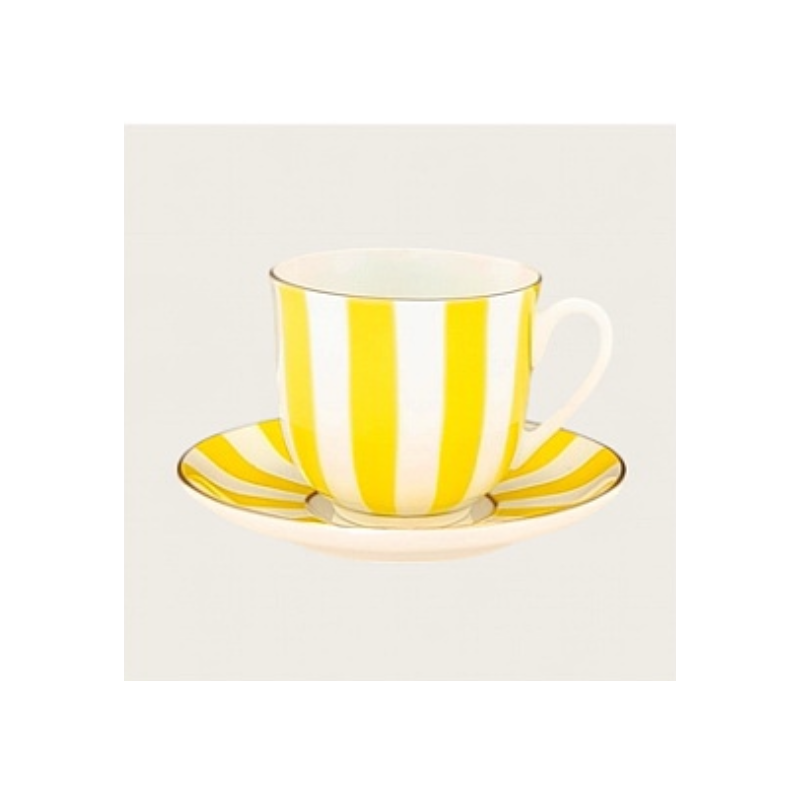 Tasse à rayures jaune - Porceleine de Saint-Petersbourg