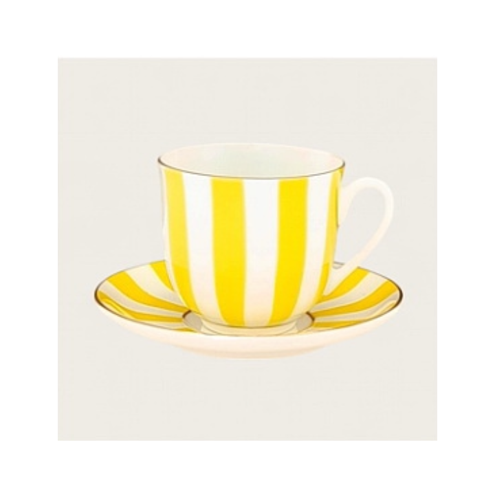 Tasse à rayures Lily - jaune - Porceleine de Saint-Petersbourg