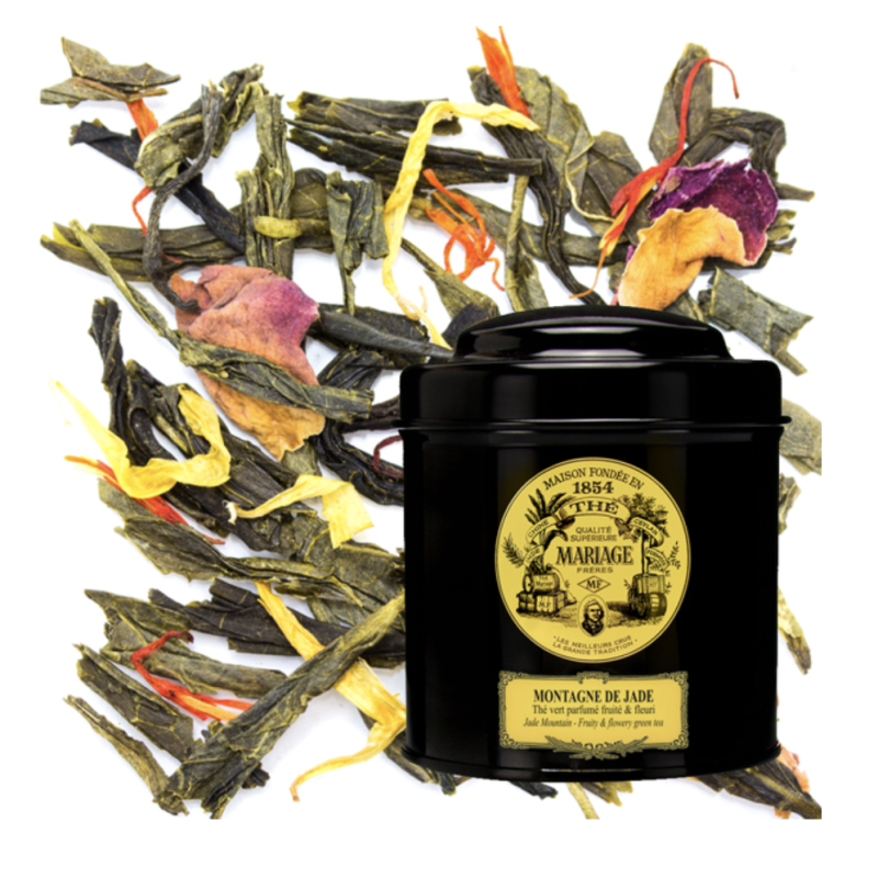 MONTAGNE DE JADE® Thé vert parfumé - Jardin Premier* fruité & fleuri - Boite de 100g